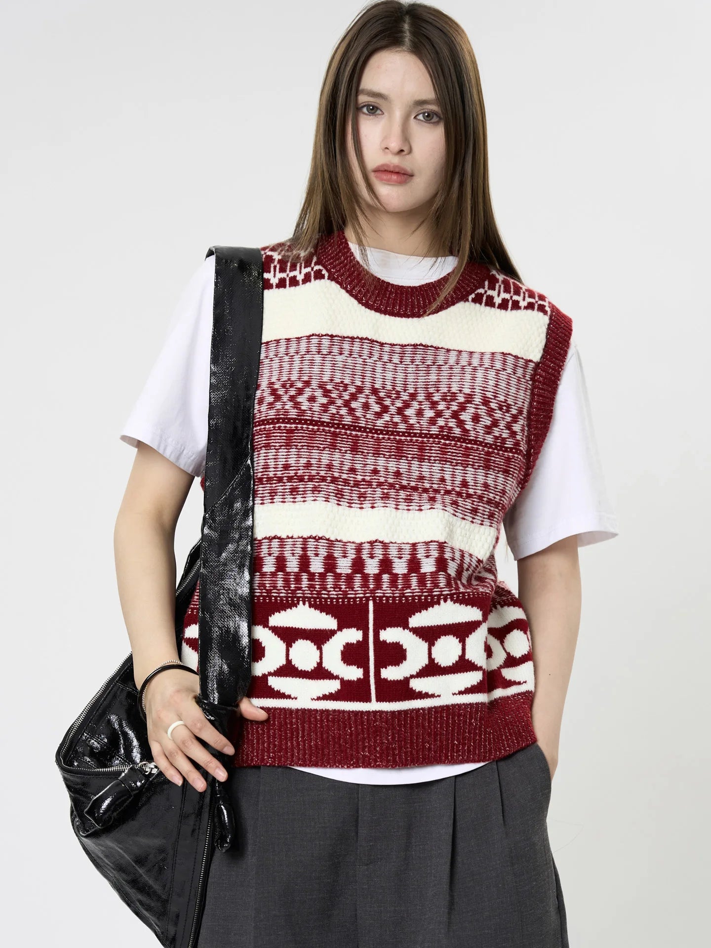 Womens Geometric Pattern Sleeveless Vest For Autumn Winter
