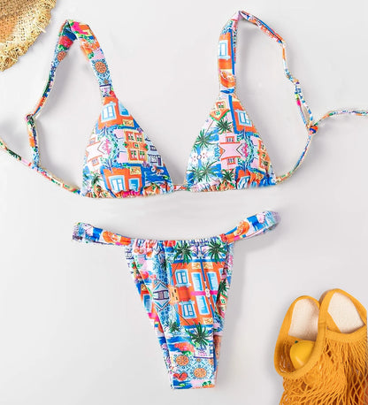 2025 Sexy High Leg Ribbed Bikini Set Halter Push Up Brazilian Swimsuit With Ring Detail For Women