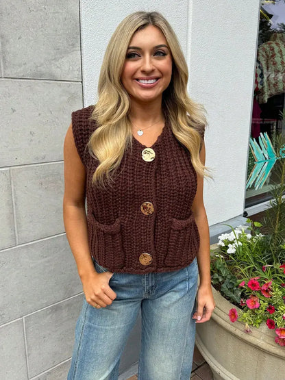 Womens Elegant Round Collar Single Breasted Buttoned Sweaters