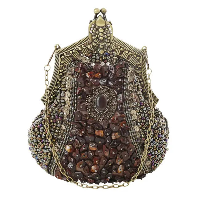 Queen Style Antique Crystal Beaded Evening Handbag