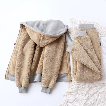 Women S Autumn Winter Fleece Lined Hooded Sweatshirt 2 Piece Set Casual Style With Skirt Cozy Outfits