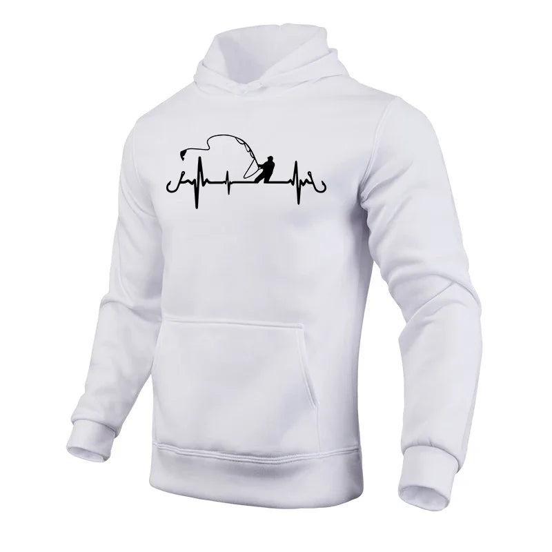 Ice Fishing On Lake Michigan Printed Cotton Casual Hoodies