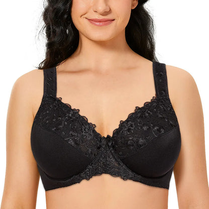 Full Coverage Lace Minimizer Bra: Non-Padded, Plus Size Women's Underwear