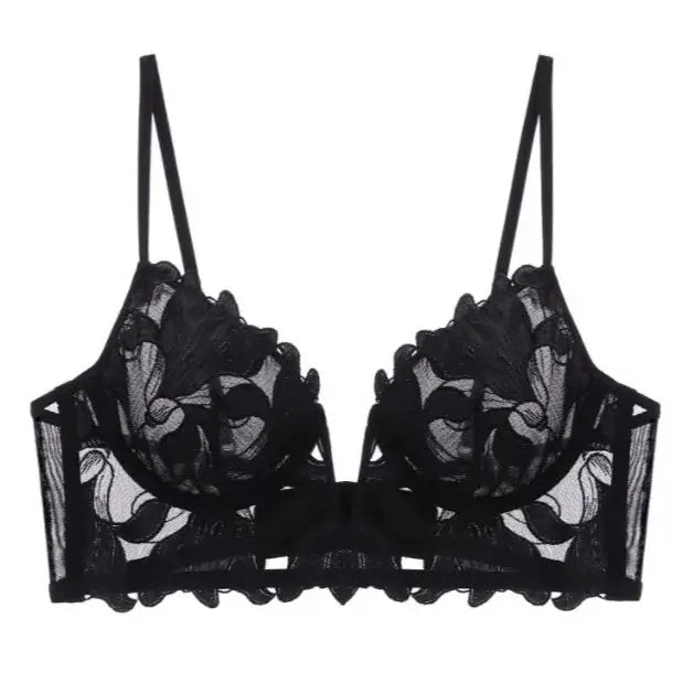 Elegant Romance: Stunning Black Embroidered Lace Bustier
