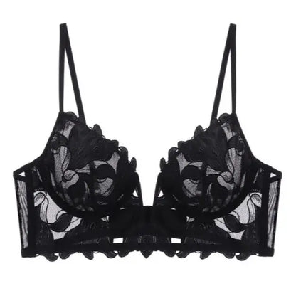 Elegant Romance: Stunning Black Embroidered Lace Bustier