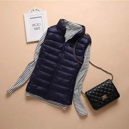 Soft Ultralight Sleeveless White Duck Down Vest For Women