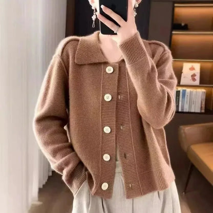 Chic Caramel Knit Cardigan for Coffee Shop Dates