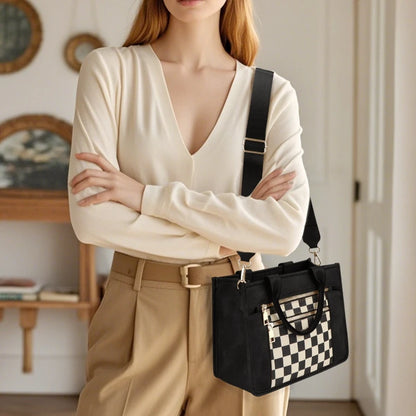 Retro Game Checkerboard Mini Fabric Flap Crossbody Sling Bags