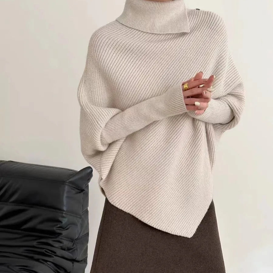 Irregular Wide V Neck Women Sweaters