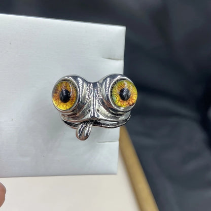 Big-Eyed Frog Ring – Retro Acrylic Adjustable Unisex Statement Ring