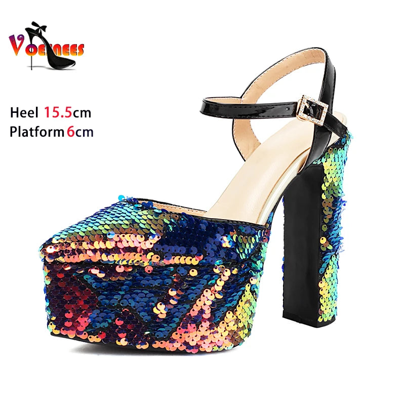 Bling Sequined High Heel Sandals – Sexy Summer Party Heels 2026