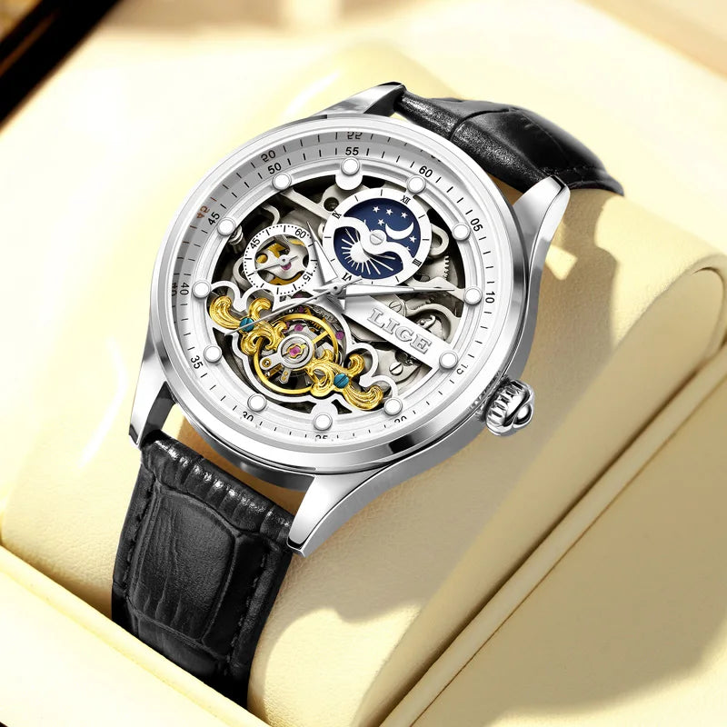 Mens Transparent Mechanical Dial Luxury Analog Watches