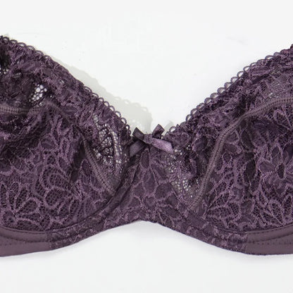 Embroidery Lace Bra For Women Plus Size Sexy Thin Underwired Black Gray