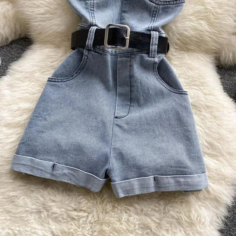 Off Shoulder Denim Romper for Women – Vintage Wide Leg Summer Jumpsuit 2026