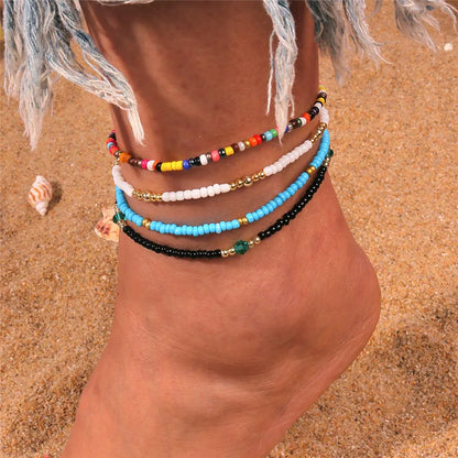 5 Pieces Colorful Beads Ankle Bracelet