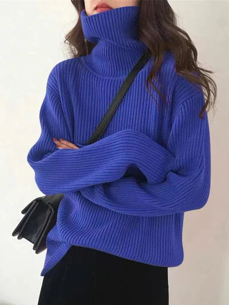 2025 Womens Half Turtleneck Sweater Solid Color Loose Long Sleeve Zipper Top Sporty Casual Autumn Sweatshirt