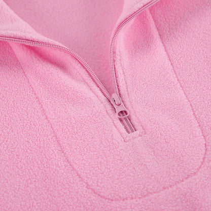 Polar Fleece Half Zipper Warm Pink Sweater