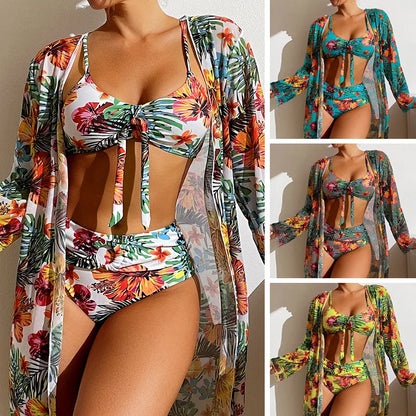 Tropical Island Hibiscus Print Bikini & Cover Up Aesthetic