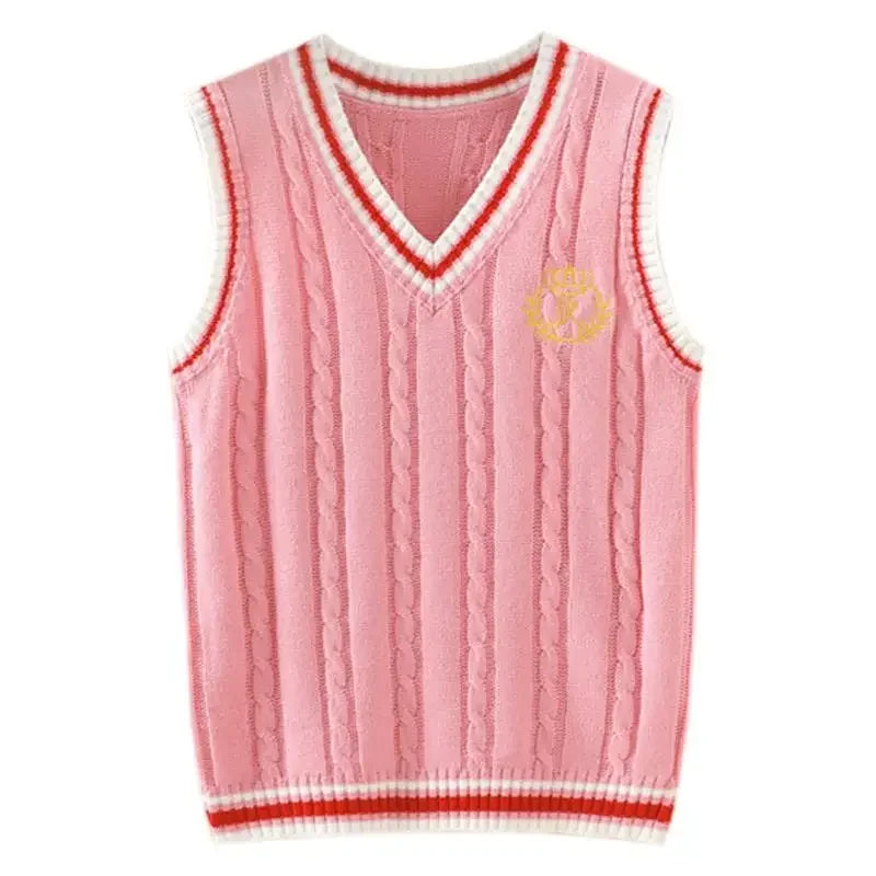 Preppy Dark Blue Cable Knit Sweater Vest