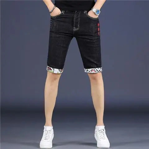 Summer Mens Stretch Skinny Slim Denim Shorts