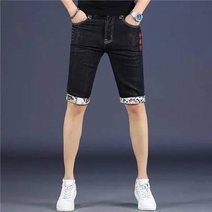 Summer Mens Stretch Skinny Slim Denim Shorts