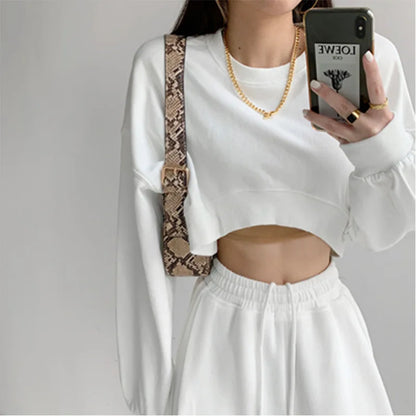 Women Korean Style Cropped Short Hoodie
