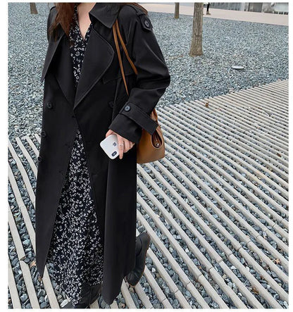 Womens Oversize Long Single Breasted Trench Coat