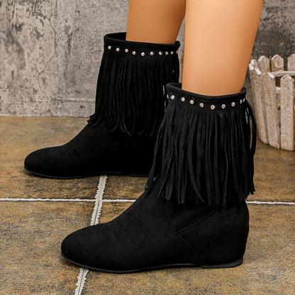 Tassel Low Heel 3 Layers Winter Women Boots