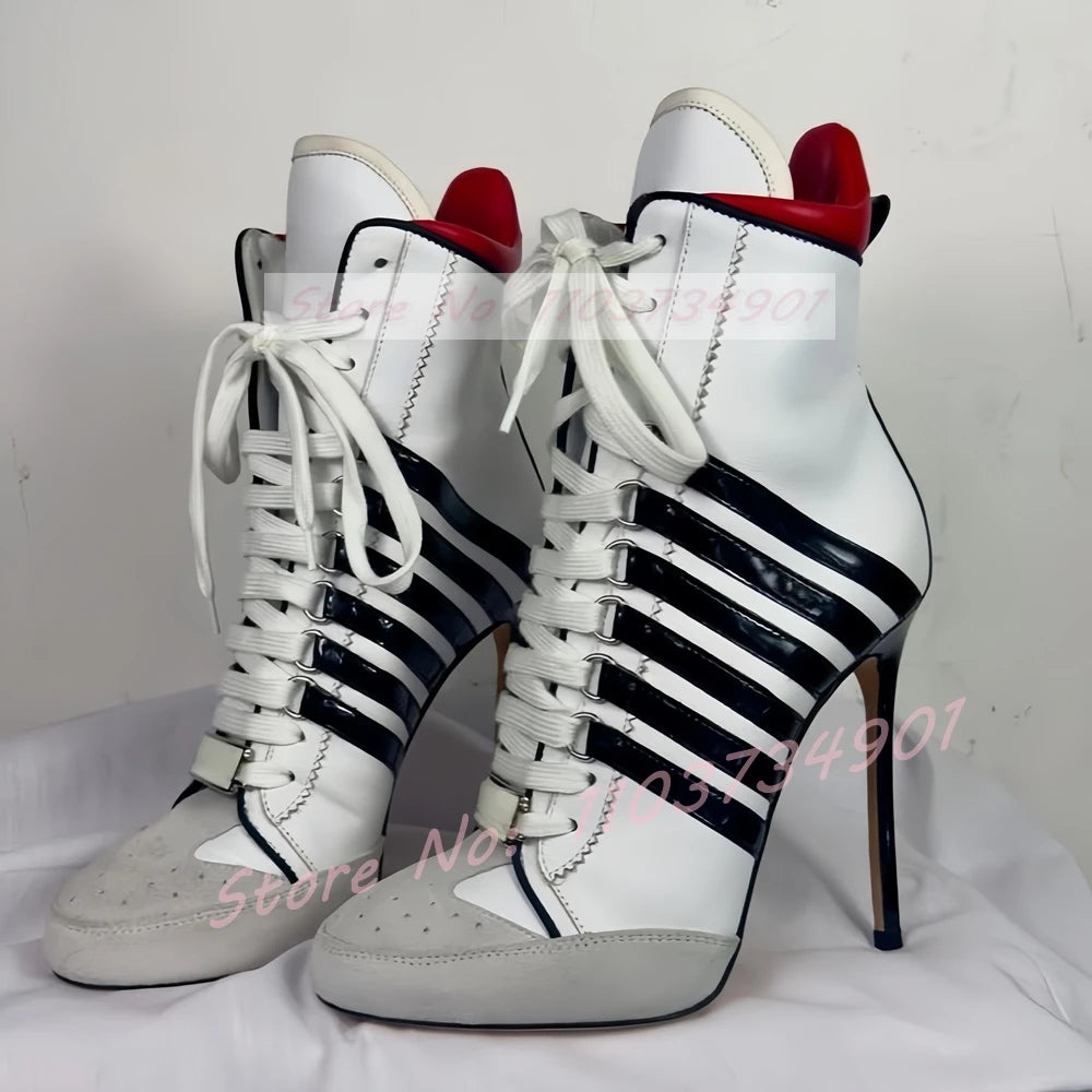Lace Up Decorated Design High Heel Women Luxury Boots