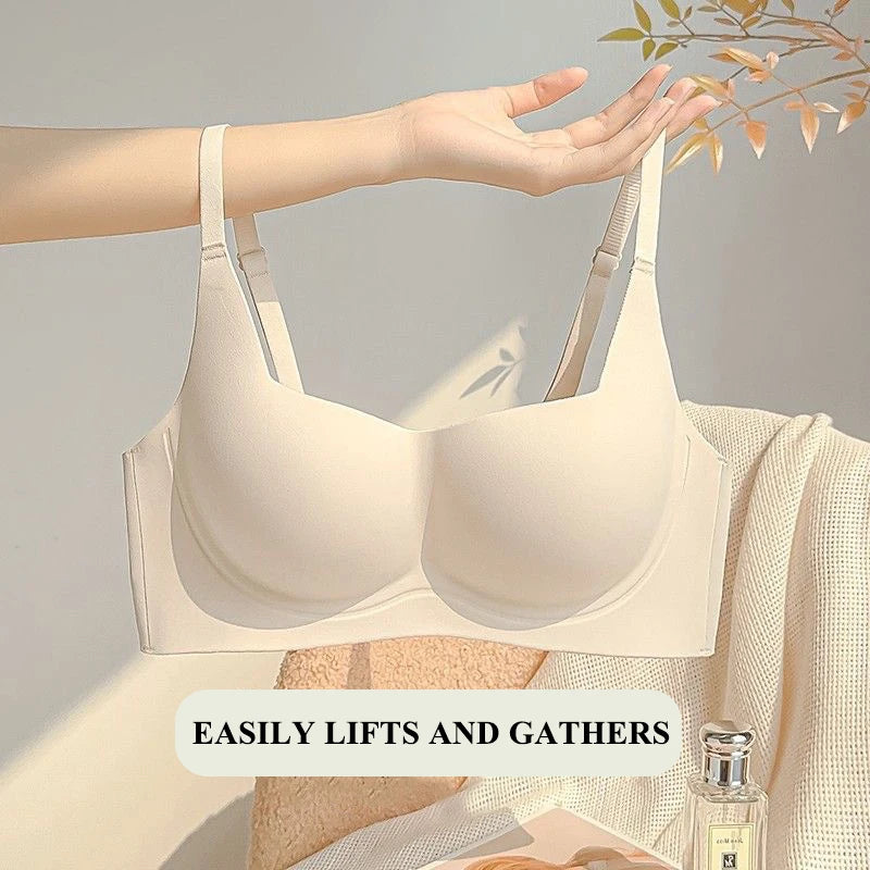 Ergonomic Plus Size Full Cup Bra Side Gathering Anti Sagging Push Up No Underwire For Flattering Support