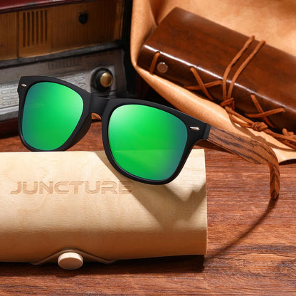 Vintage Bamboo Wood Sunglasses – UV400 Square Wooden Designer Shades