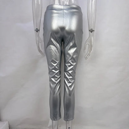 Dreamy Shiny PU Leather Skinny Sexy Pants For Women