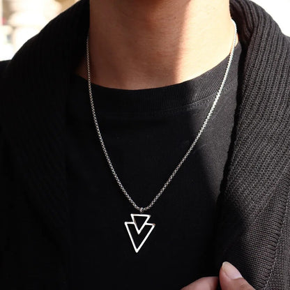 Men Simple 2.5mm Stainless Steel Triangle Pendant