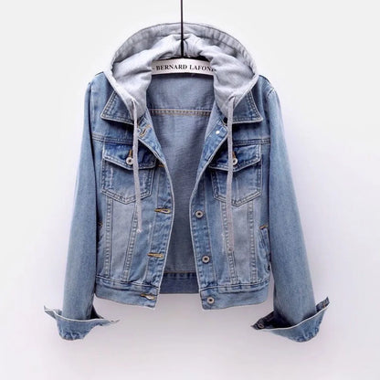 Lapel Collar Short Denim Jacket