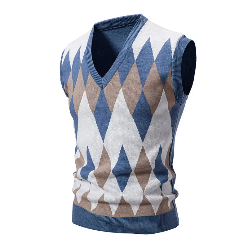 Women S Argyle Sweater Vest Sleeveless Plaid Knitted Crop Top Casual V Neck Pullovers For Spring Autumn Preppy Style