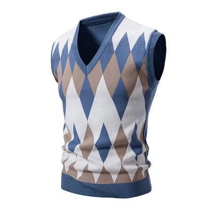 Women S Argyle Sweater Vest Sleeveless Plaid Knitted Crop Top Casual V Neck Pullovers For Spring Autumn Preppy Style