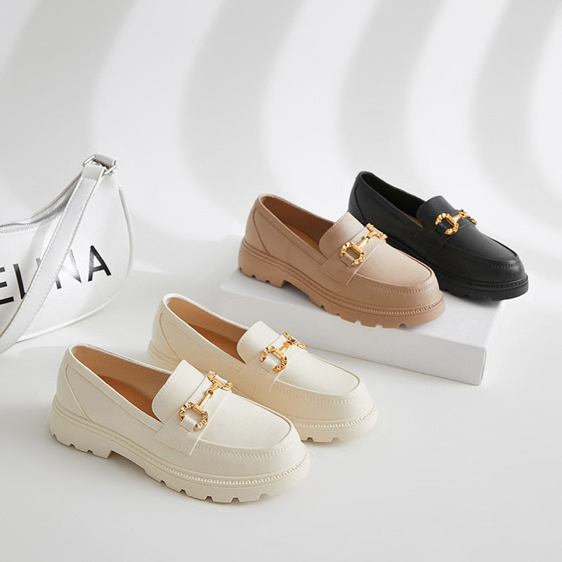 New Platform Heels British Style Autumn Women Loafers Shoes