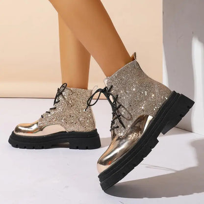 Luxury Silver Design Mid Heel Winter Women Boots
