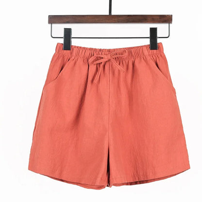 Basic Plus Size High Waisted Women Cotton Shorts