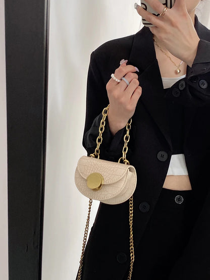 Y2k Mini Pu Leather Purse Trendy Half Moon Phone Lipstick Bag Fashionable Day Clutch For Women