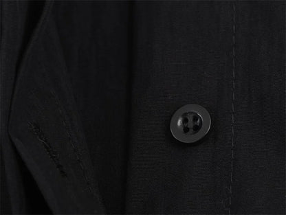 2025 Womens Loose Fit Long Sleeve Shirt Unique Niche Design Non Symmetric Black Top