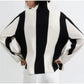 Chic Striped Knit Pullover: Oversized, Casual Streetwear for Autumn/Winter