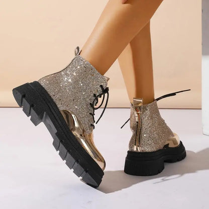 Luxury Silver Design Mid Heel Winter Women Boots
