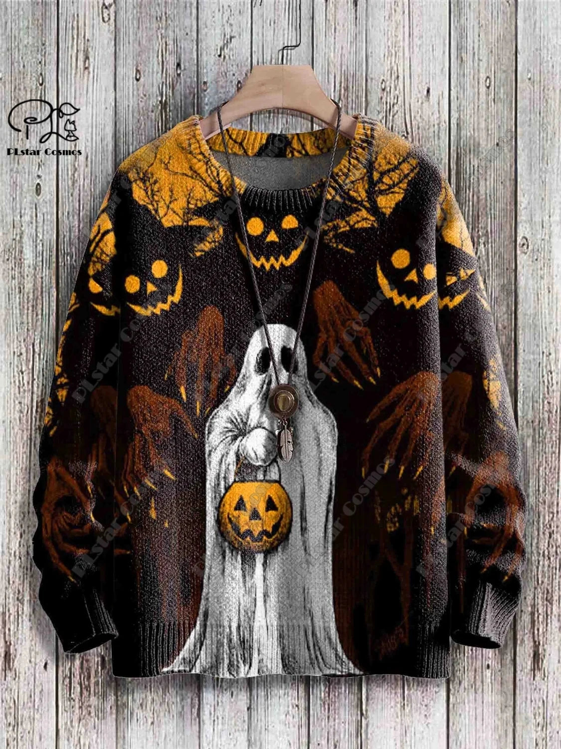 Womens Funny Ghost Pattern Gothic Warm Winter Sweater