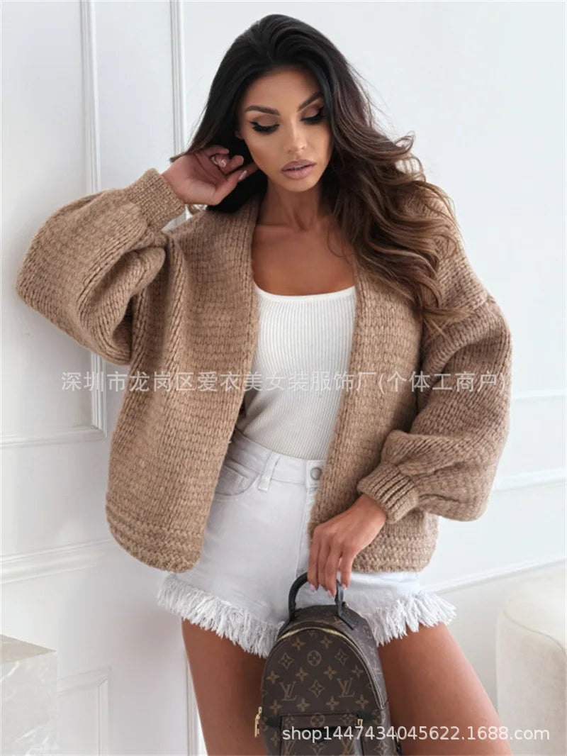 Chunky Baby Pink Knit Cardigan Cozy Spring Transition Outfit Inspo