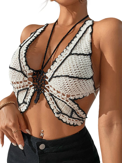 Crochet Butterfly Wings Design Sexy Crop Top