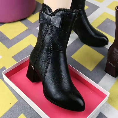 Butterfly Knot Design Elegant Mid-Calf Women Boots