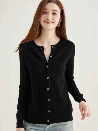100% Merino Wool Knit Cardigan for Women – Timeless Vintage Style