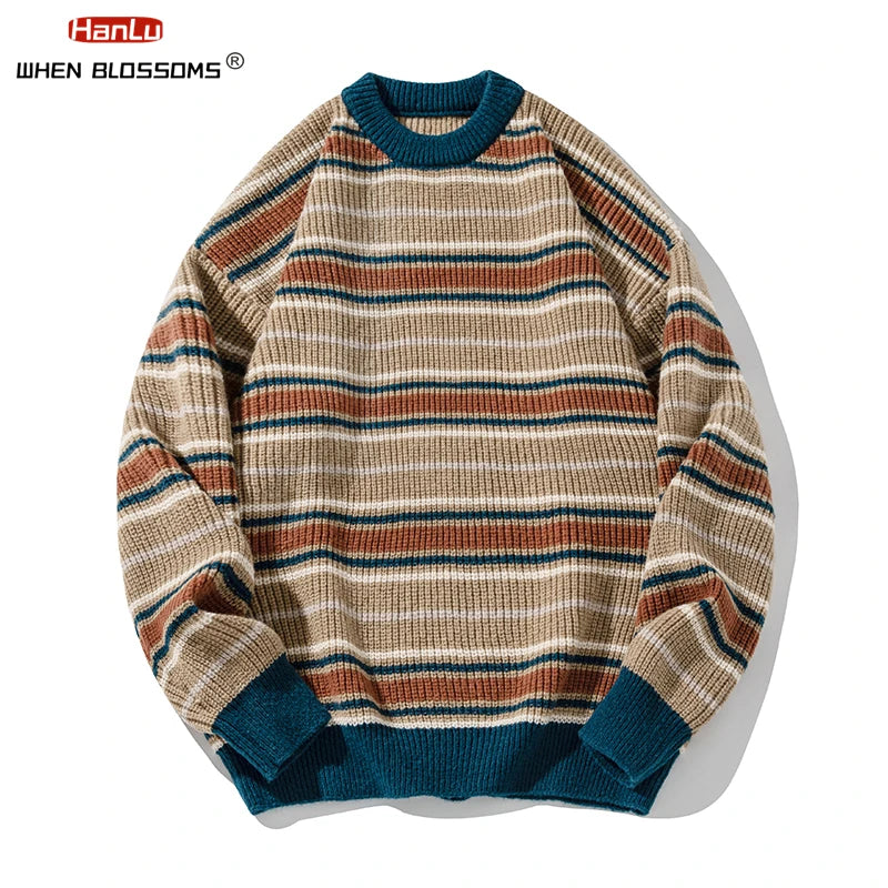 Elegant Vintage Style Knitted Striped Men S Sweaters