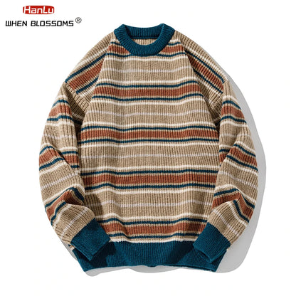 Elegant Vintage Style Knitted Striped Men S Sweaters